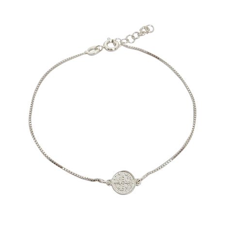 Pulsera Medalla San Benito Plata Fina 925-0
