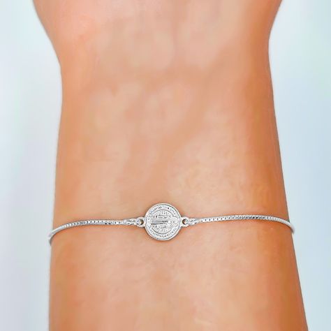 Pulsera Medalla San Benito Plata Fina 925-2