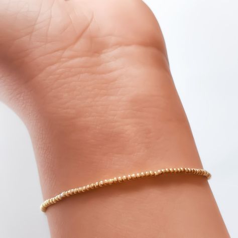 Pulsera Bolitas Enchapado Oro 18K Elásticada-2