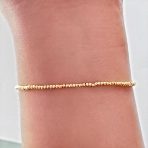 Pulsera Bolitas Enchapado Oro 18K Elásticada-3