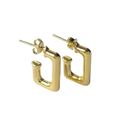 Aros Argolla Laia Rectangulares Enchapado Oro 18K-0