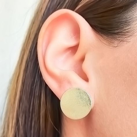 Aros Disco Satinado 18mm Enchapado Oro 18K-1