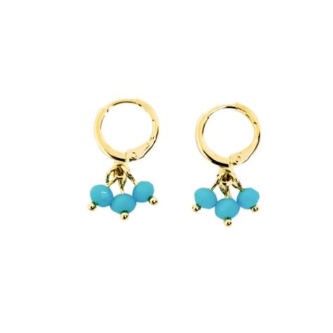 Aros Argollas Cristales Celeste Enchapado Oro 18K-0