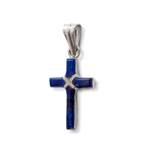 Colgante Lapislázuli Cruz Mini Plata Fina 925-1