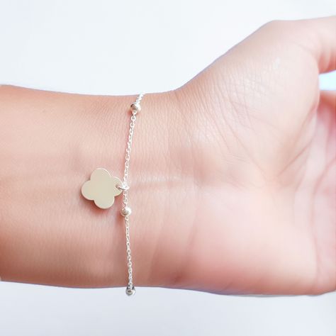 Pulsera Trébol Bolitas Plata Fina 925-3