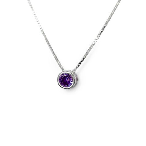 Collar Punto De Luz Morado 5mm Plata Fina 925-0