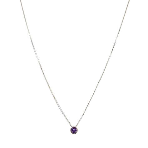 Collar Punto De Luz Morado 5mm Plata Fina 925-1