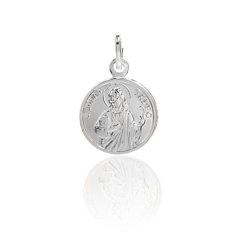 Colgante Medalla San Judas Tadeo 15mm Plata Fina 925-0