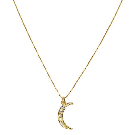 Collar Luna Circón 44cm Enchapado Oro 18K-0