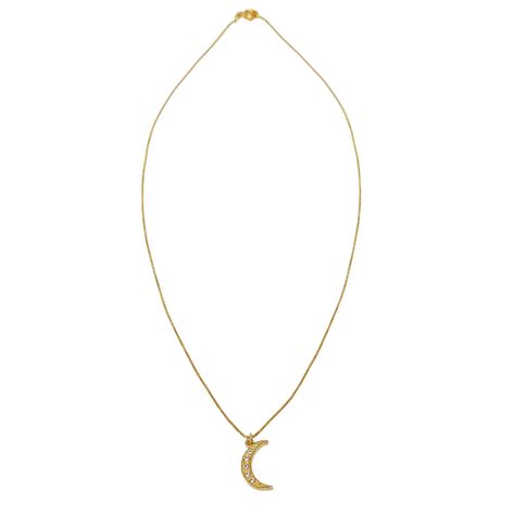 Collar Luna Circón 44cm Enchapado Oro 18K-1