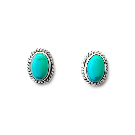 Aros Botón Óvalo Trenzado Turquesa Plata Fina 925-0