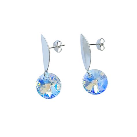 Aros Colgante Cristal Austriaco Aurora Boreal Enchapado Plata 925-2