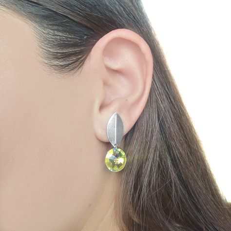 Aros Colgante Cristal Austriaco Aurora Boreal Enchapado Plata 925-3