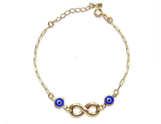 Pulsera Infinito Ojos Turcos Enchapada Oro 18K-0