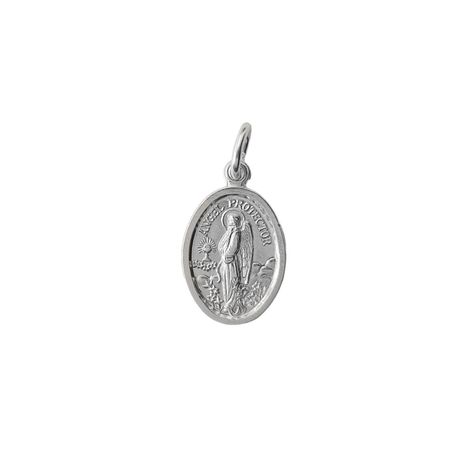 Colgante Medalla Ángel Protector 12mm Plata Fina 925-0