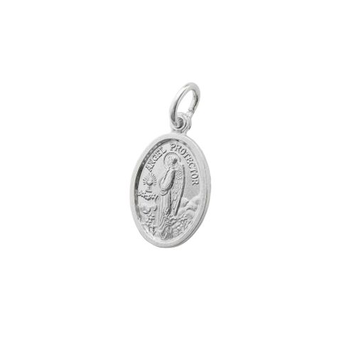 Colgante Medalla Ángel Protector 12mm Plata Fina 925-1