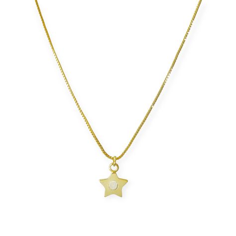 Collar Estrella Circón Blanco Enchapado Oro 18K 45CM-0