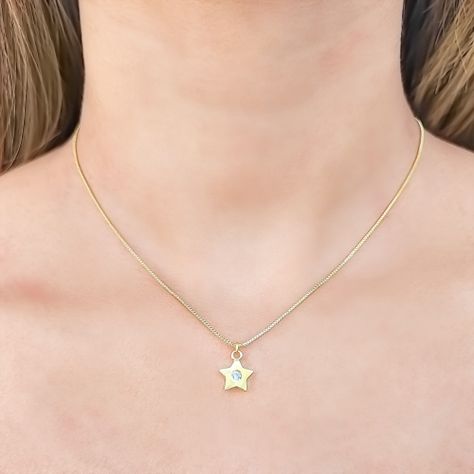 Collar Estrella Circón Blanco Enchapado Oro 18K 45CM-1