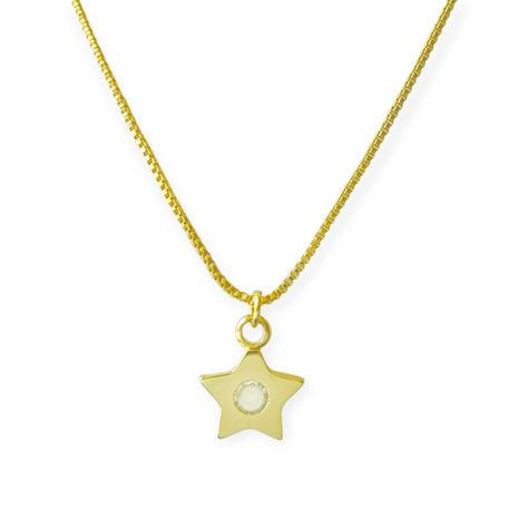 Collar Estrella Circón Blanco Enchapado Oro 18K 45CM-2