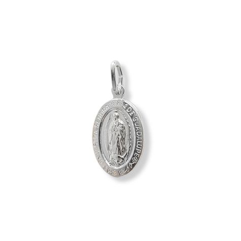 Colgante Medalla Virgen De Guadalupe Borde 18x13mm Plata Fina 925-1