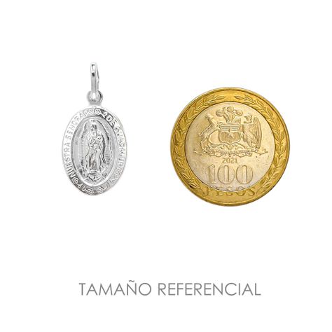 Colgante Medalla Virgen De Guadalupe Borde 18x13mm Plata Fina 925-3