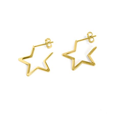 Aros Argolla Estrella 20mm Enchapado Oro 18K-0