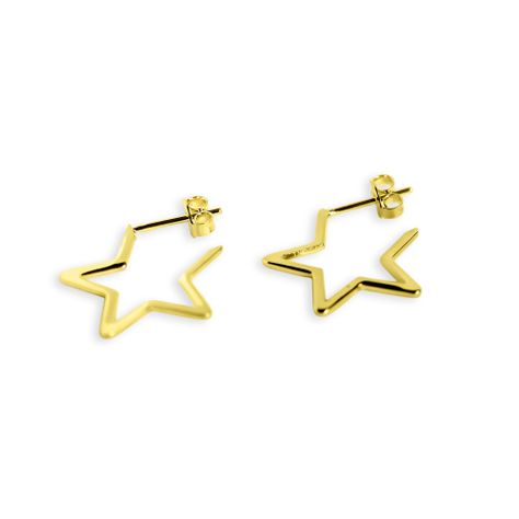 Aros Argolla Estrella 20mm Enchapado Oro 18K-1