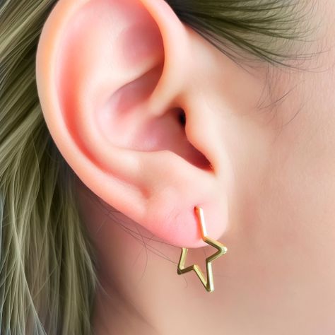 Aros Argolla Estrella 20mm Enchapado Oro 18K-2