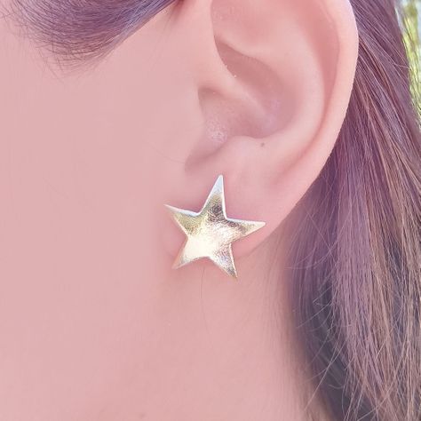 Aros Estrella Satinada Grande Enchapado Oro 18K-2