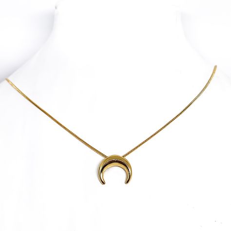 Collar Luna Invertida Enchapado Oro 18K-0