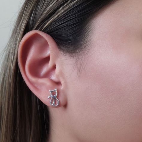 Aros Gato Calado Plata Fina 925a-2