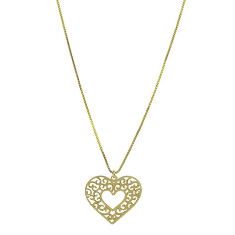 Collar Corazón Calado Veneciana Enchapado Oro 18K-0