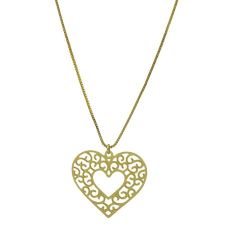 Collar Corazón Calado Veneciana Enchapado Oro 18K-1