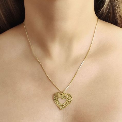 Collar Corazón Calado Veneciana Enchapado Oro 18K-2