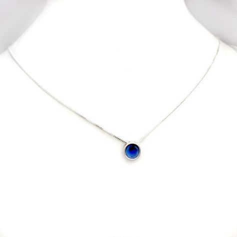 Collar Punto de Luz Azul 8mm Plata Fina 925-0