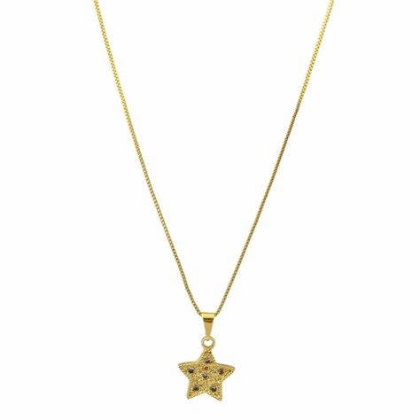 Collar Estrella Circón Veneciana Enchapado Oro 18K-0