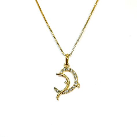 Collar Delfín Circón Enchapado Oro 18K-1