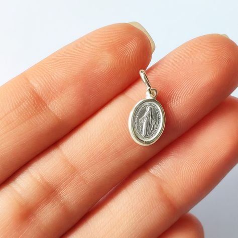 Medalla Medalla Virgen de los Rayos Mini 7mm Plata Fina 925-3