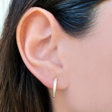 Aros Argolla Cintillo Circón  16mm Enchapado Oro 18K-2