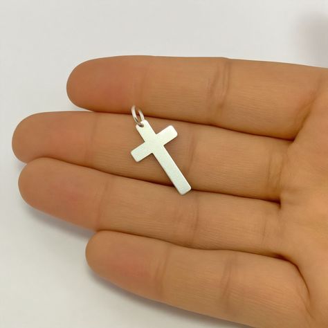 Colgante Cruz Satinada Plata Fina 925-1