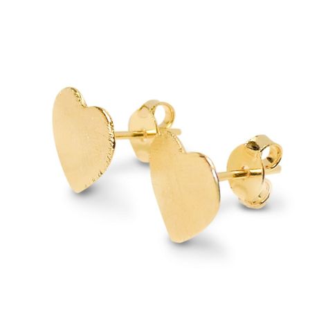 Aros Corazón Satinado Enchapado Oro 18K-1