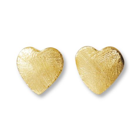Aros Corazón Satinado Enchapado Oro 18K-0