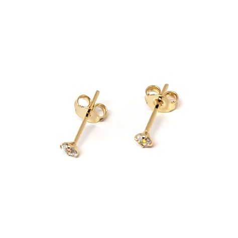 Aros Punto De Luz Blanco 3mm Enchapado Oro 18K-0