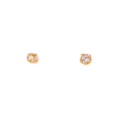 Aros Punto De Luz Blanco 3mm Enchapado Oro 18K-2