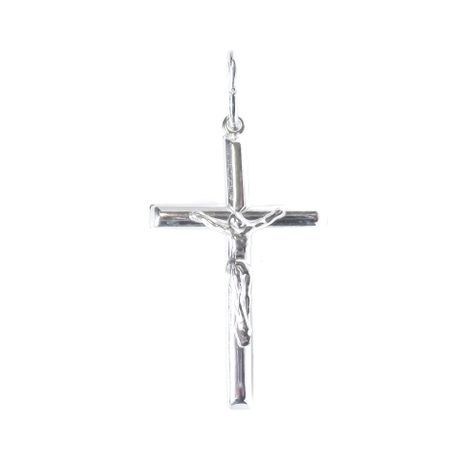 Colgante Cruz Cristo Grande Plata Fina 925-0