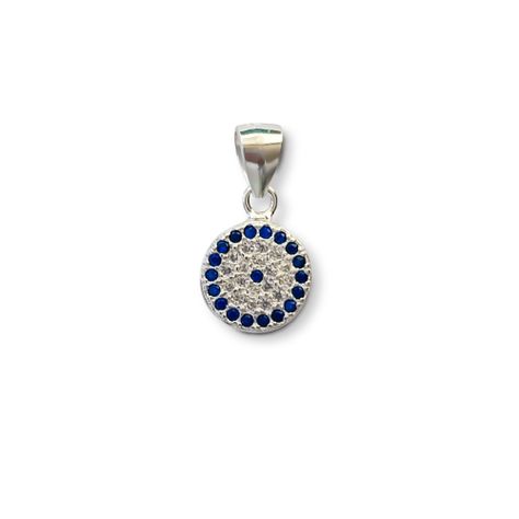 Colgante Ojo Turco Redondo Circón Plata Fina 925-0