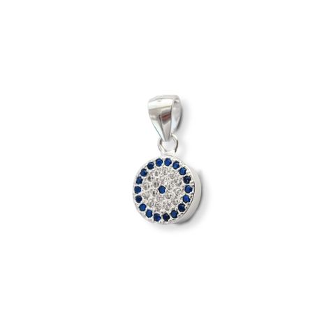 Colgante Ojo Turco Redondo Circón Plata Fina 925-2