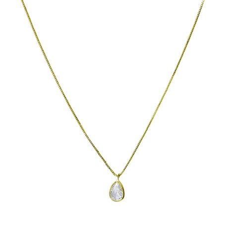 Collar Gota Circón Blanco Enchapado Oro 18K-0