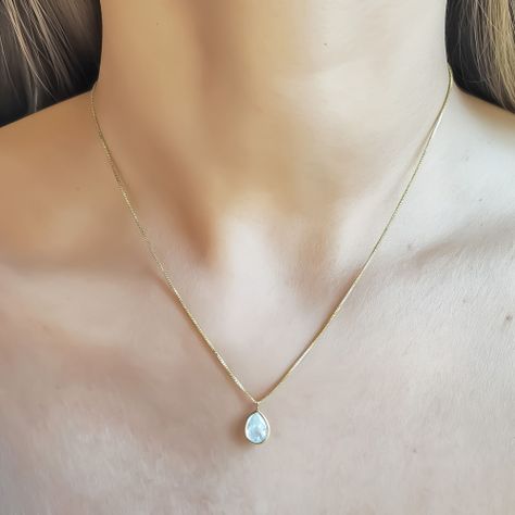 Collar Gota Circón Blanco Enchapado Oro 18K-1