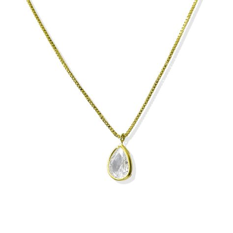 Collar Gota Circón Blanco Enchapado Oro 18K-2